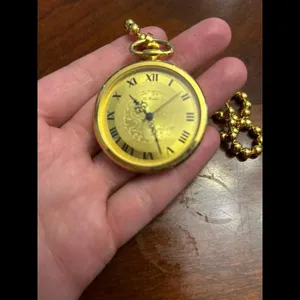 Fashion gold tone watch necklace la barom for parts untested thumbnail 3