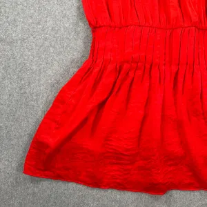 Do+Be High Neck Red Mini Dress Size Large Sleeveless Gathered Waist Bow Pleated thumbnail 3