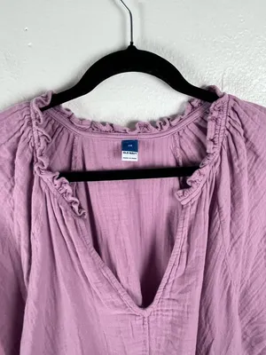 OLD NAVY Purple Short Sleeves Side Pockets Gauzy Dress 2X Casual Picnic BBQ Boho thumbnail 10