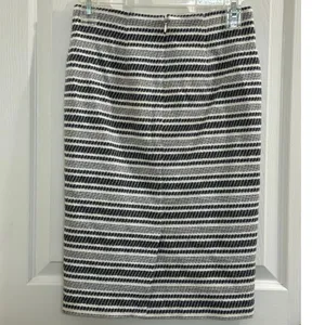 Ann Taylor Petite Navy & White Striped Textured Pencil Skirt 0P Coastal XSP PXS! thumbnail 2