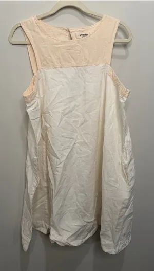 Porridge Clothing White Peach Linen Blend Swing Dress Size Large Sleeveless thumbnail 1