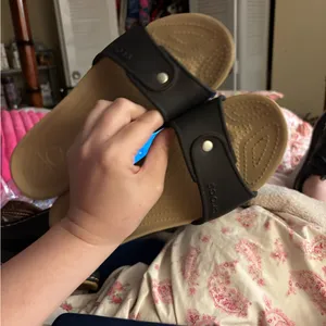 CROCS Cobbler Women's Slide Slip On Open Black Tan Size 9 Sandal Shoes thumbnail 3