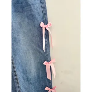 Disclosure‎ Pink Bow Wide Leg Jeans Coquette Denim 5/27 Girly Scandi Girl Party thumbnail 4