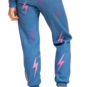 Aviator Nation Blue, Pink, & Purple Bolt Repeat Sweatpants‎ M thumbnail 6