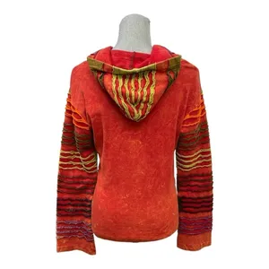 India Boutique Multi Color Women’s size M/L front zipper Rust hoodie Jacket thumbnail 4