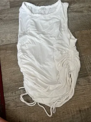 Wilfred White Sleeveless Ruched Side Tank Top thumbnail 5