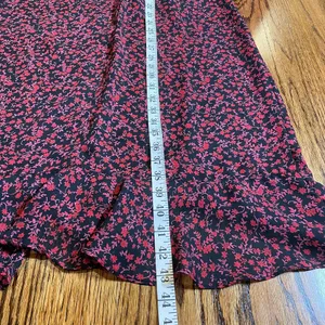 Pink Red Sweetheart Ruffle Hem Floral Midi Dress thumbnail 3