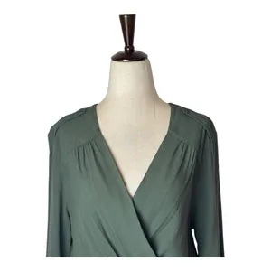 Maeve Anthropologie Dress Women XS Olive Green Faux Wrap Mini Preppy‎ Boho Retro thumbnail 5