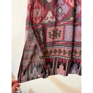 Vtg Monterey Petites 90s Aztec Southwestern Tribal Geometric Rayon Maxi Skirt S thumbnail 3