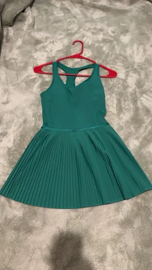 Lululemon Scoop Neck Pleated Tennis Dress Green Cascadia 2 thumbnail 3