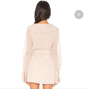 NWT Chrissy Teigen x Revolve Sands Ruffle Mini Wrap Dress, Blush/Ivory XS thumbnail 3