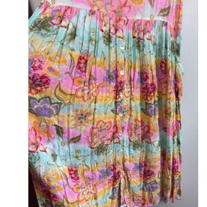 Vtg Bila Floral Print Midi Dress S Sleeveless Boho Hippy‎ Pockets thumbnail 3