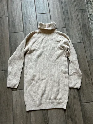 MOTF Cream Ribbed Turtleneck Mini Dress thumbnail 4