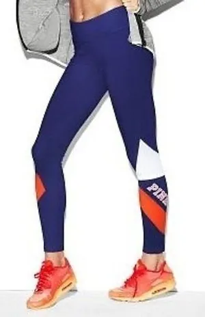 PINK Victoria's Secret High Waist Blue Logo Ultimate Leggings Women Activewear M thumbnail 1