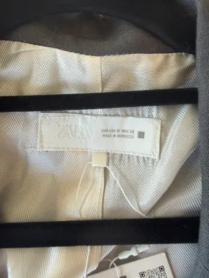 Zara Linen Blend Blazer with printed cuff Grey M thumbnail 6