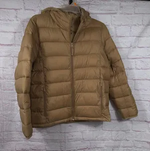 Abercrombie & Fitch Lightweight Packable Puffer Jacket Women’s Large Tan Hooded thumbnail 1