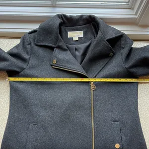 Michael Kors Dark Gray Wool Coat with Gold Hardware size M thumbnail 14