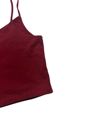 Hollister Burgundy Ribbed Sweetheart Cami Crop Top Tank Shirt Low Medium Women's thumbnail 4