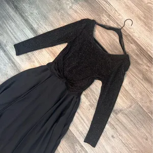 JESSICA McCLINTOCK VINTAGE DRESS BLACK SPARKLE FORMAL MAXI DRESS SIZE 10 #124 thumbnail 8