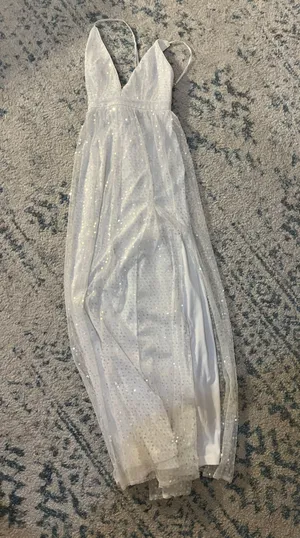Lulus White Sequin Maxi Dress thumbnail 2