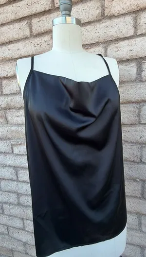 ✨ Black Satin Cowl Neck Tank Top | Size XL thumbnail 1
