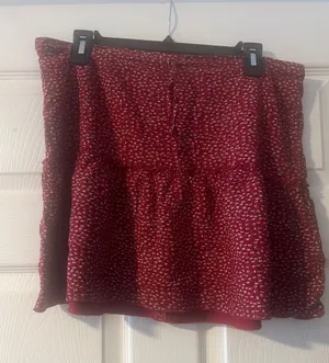 Brandy Melville Red Mini Skirt with White Floral Print thumbnail 1