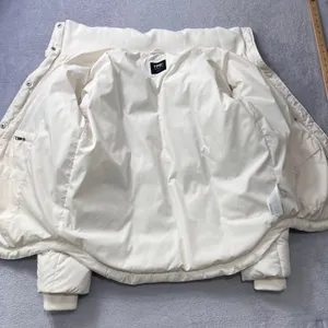 YPB Cream Puffer Jacket Women's Large Winter Quilted Coat Warm Zip Snap‎ Neutral thumbnail 6