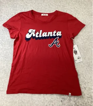 47 Brand Atlanta Braves Womens‎ T-Shirt Racer Red Graphic Tee Medium BB001TWPFEM thumbnail 1