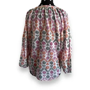 Roller Rabbit Womens Blouse Sz XS Orange Purple Green Boho‎ Hippie Shirt thumbnail 6