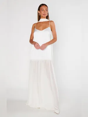 Show Me Your Mumu Dalia Maxi Dress size XL ivory white luxe satin nwot thumbnail 5