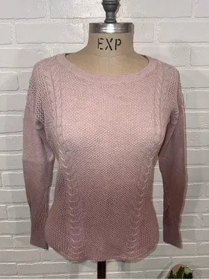 American Eagle Outfitters Ombré Light Pink Cable Knit Sweater thumbnail 1