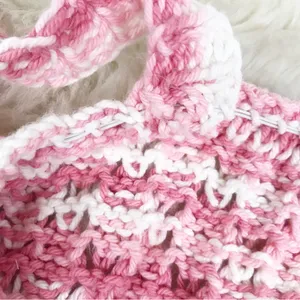 VINTAGE Pink White Handmade Crochet Tank Top Boho Indie Cottagecore Size‎ L XL thumbnail 9