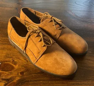 Dr. Scholls Donna Oxford Shoes 7W Tan Lace Up Nubuck Comfort Preppy Academia thumbnail 1