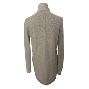 Loft Wool Blend Beige Open Front Knit Cardigan S Minimal Cozy Office Neutral thumbnail 2