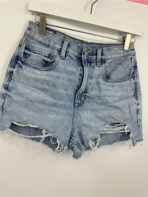 American Eagle Outfitters Denim Blue Baggy Jean Distressed Shorts Size 2 Boho thumbnail 3