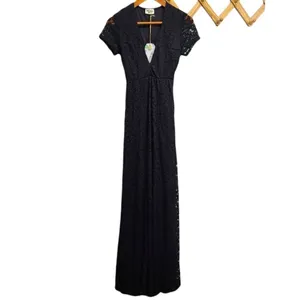 Show Me‎ Your Mumu Black Lace Maxi Dress V-Neck Open Back Small NWT thumbnail 4