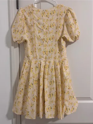PacSun Yellow Floral Tie-Front Puff Sleeve Dress thumbnail 2