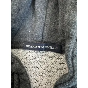 Brandy Melville Charcoal Gray Full-Zip Crop Hoodie | Cozy Essential thumbnail 2