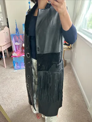 Sheep skin leather long vest. M thumbnail 13