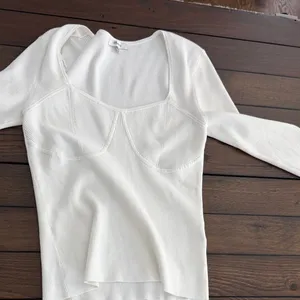 Madewell White Wide Rib Long Sleeve Sweetheart Sweater Top Size-L thumbnail 5