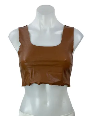 Commando Women's Brown Faux Leather Vegan Sleeveless Square Neck Crop Top Size S thumbnail 1
