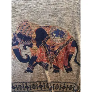 GM Women’s L/XL Boho Elephant Print Sleeveless Tunic Dress Feather Tie Brown Top thumbnail 4