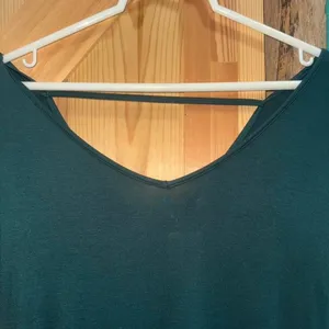 Grecerelle Womens Dark Green Short Sleeve V Neck Maxi‎ Dress with Pockets NWT thumbnail 2
