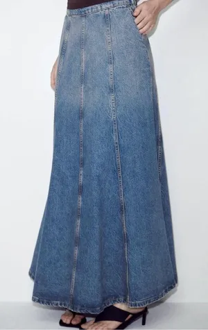 Zara skirt denim jeans flared boho hippie casual thumbnail 6