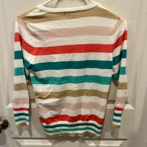 MAK by mak B Womens Striped V-Neck Button Front‎ Cardigan Sweater Multi S Y2K thumbnail 5