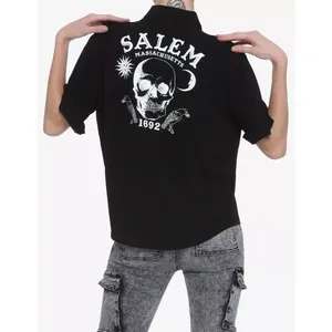 Hot Topic Skull Salem Oversized Button Shirt Womens S Black Goth Witch Moon thumbnail 3