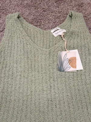 Cottagecore Sage Green Fuzzy Knit Tank Top Blu Pepper Cozy Life Size L NWT thumbnail 7