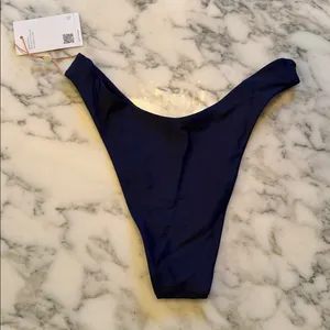 NWT QUINCE Navy Blue Italian High-Leg Bikini Bottom Sz S 💙 thumbnail 7