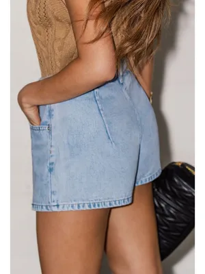 NWT Cupshe Blue Denim Notched Hem Mini Skort - Size: Extra Large thumbnail 8