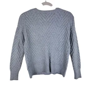Truth By Republic Gray Plush Long Sleeve Crew Neck Chevron Pullover Sweater XS‎ thumbnail 2